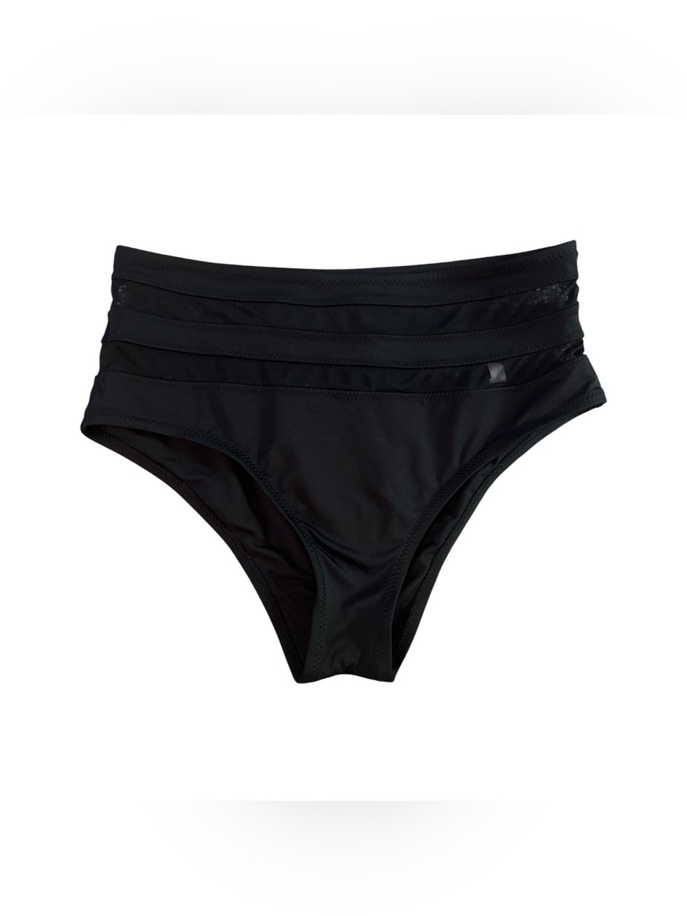 Shade & Shore High-Waist Black Mesh Women’s Swim Full Coverage Bikini Bottom